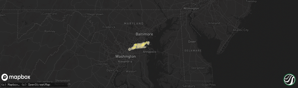 Hail map in Pasadena, MD on July 15, 2014