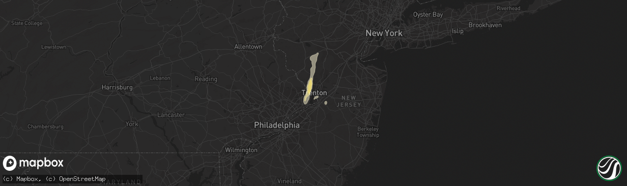 Hail map in Trenton, NJ on July 15, 2014