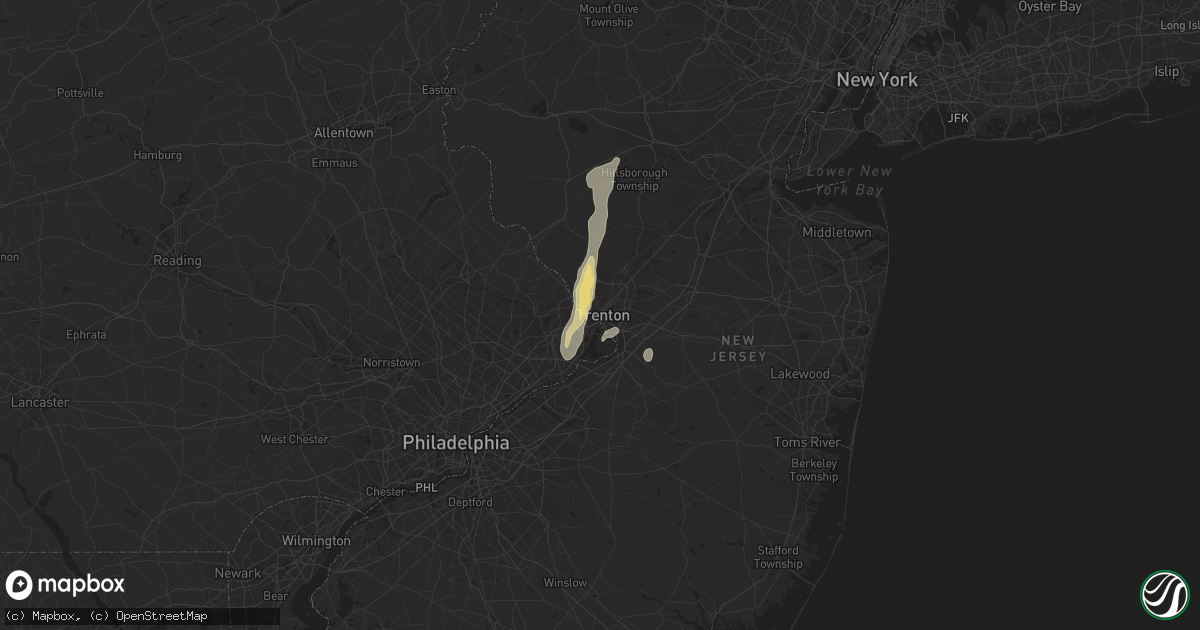 Hail map in Trenton, NJ on July 15, 2014