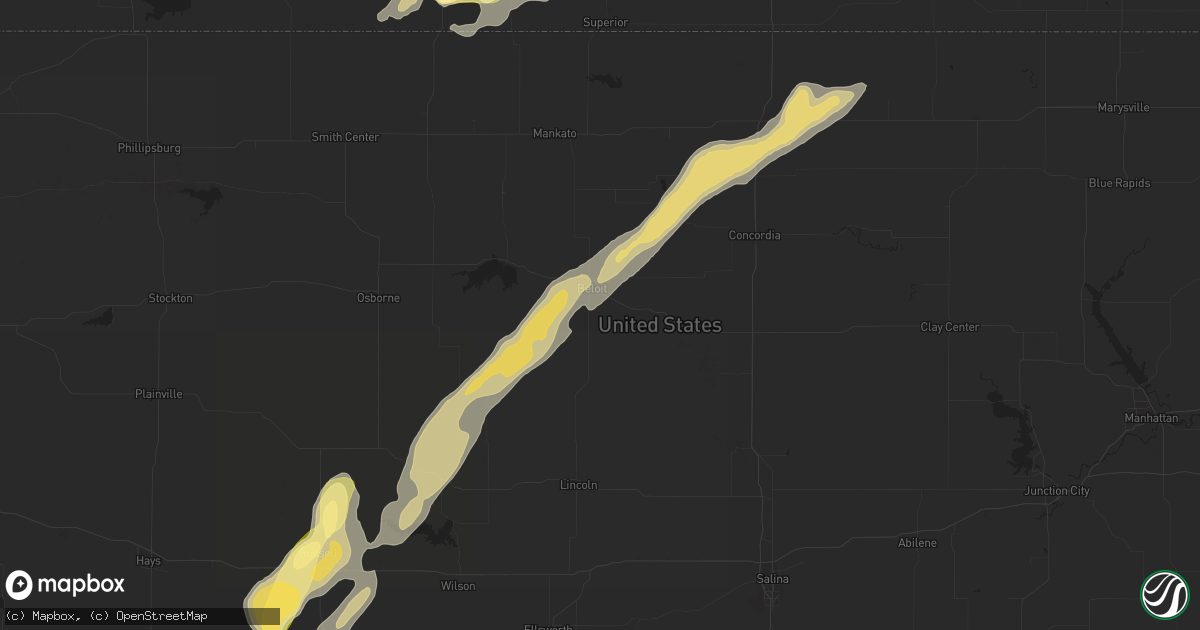 Hail map in Beloit, KS on July 15, 2015