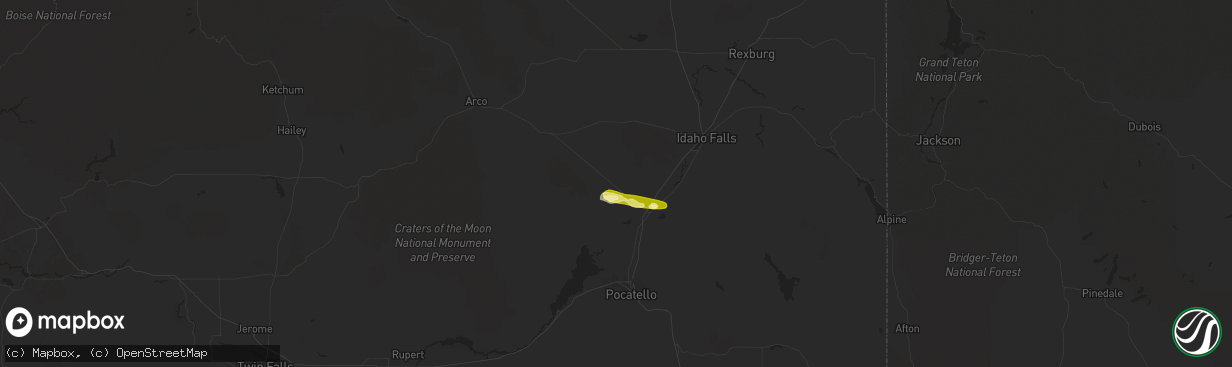 Hail map in Blackfoot, ID on July 15, 2015