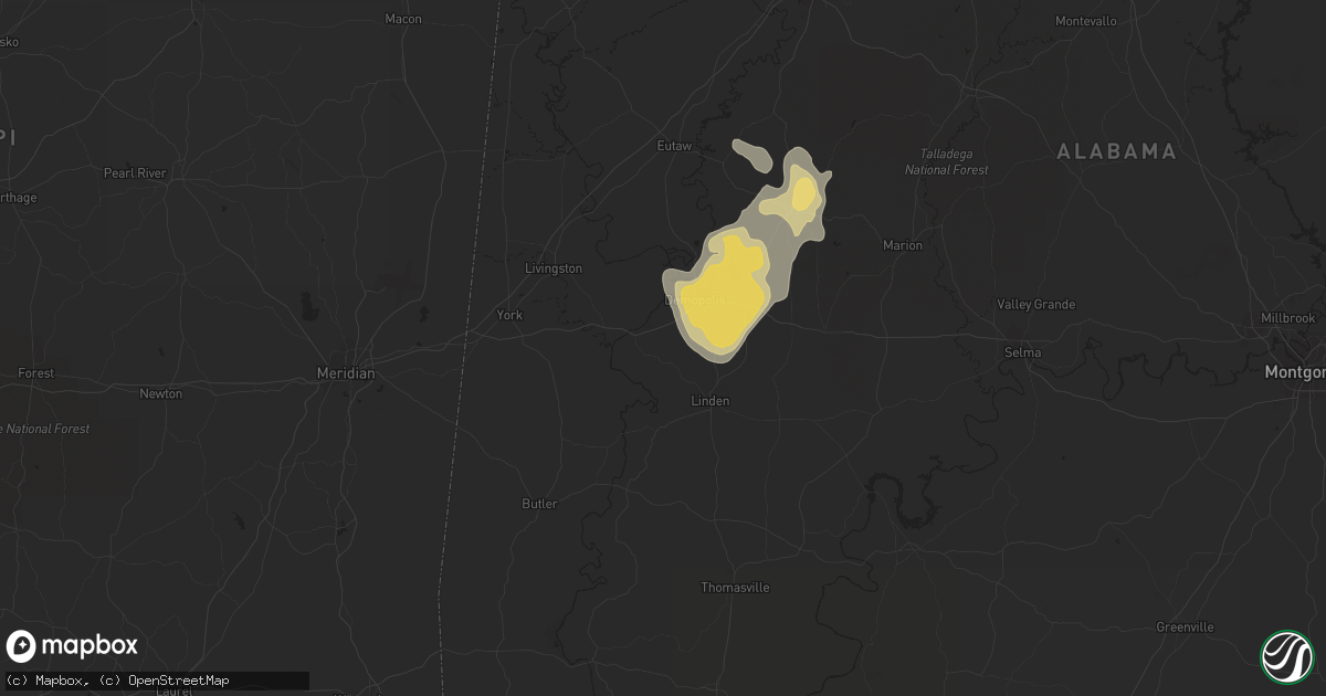 Hail map in Demopolis, AL on July 15, 2015
