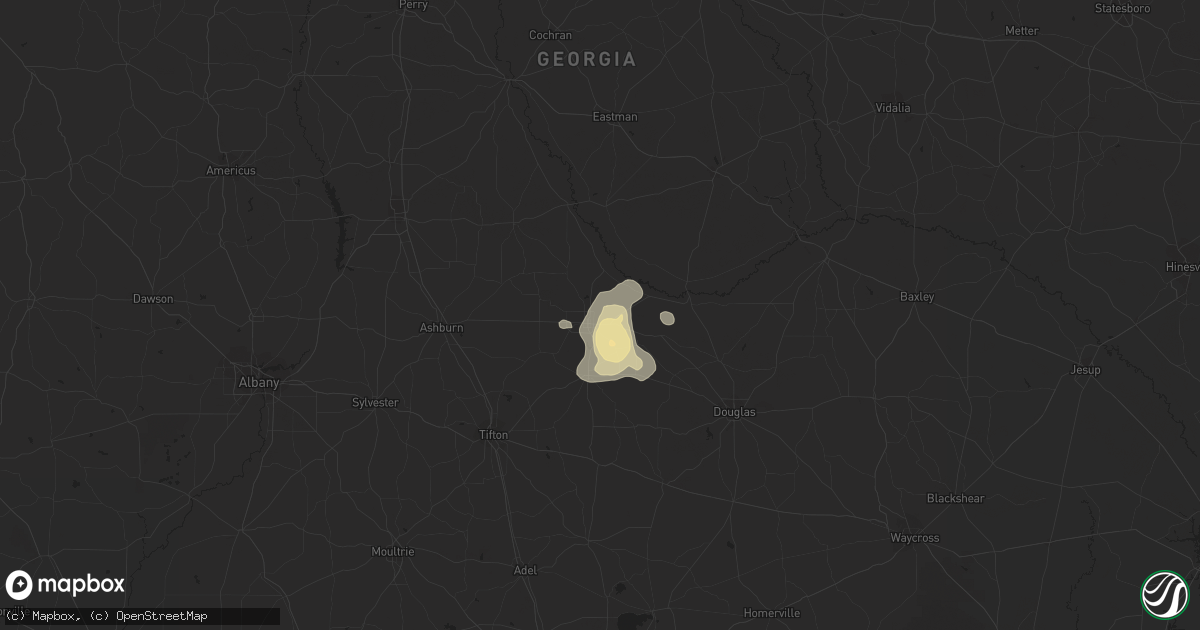 Hail map in Fitzgerald, GA on July 15, 2015