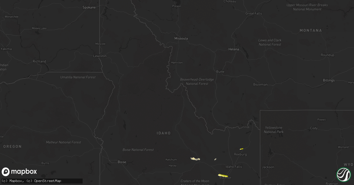 Hail map in Idaho on July 15, 2015