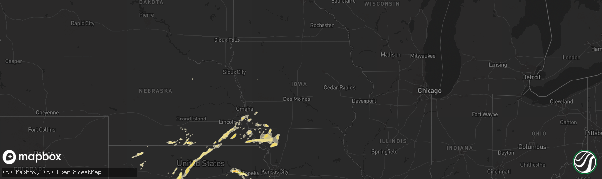 Hail map in Iowa on July 15, 2015