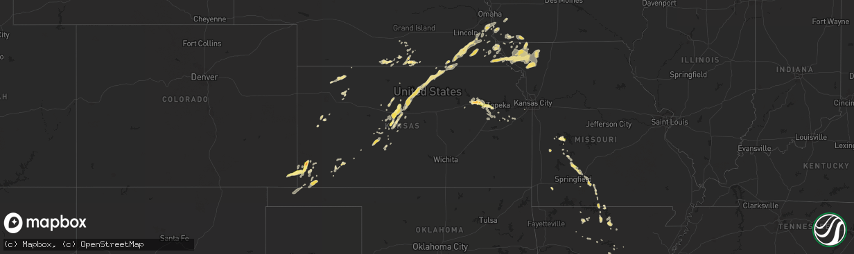 Hail map in Kansas on July 15, 2015