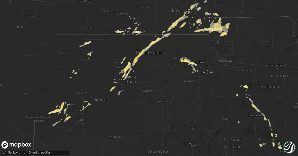 Hail map in Kansas on July 15, 2015