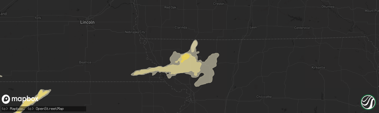 Hail map in Maryville, MO on July 15, 2015