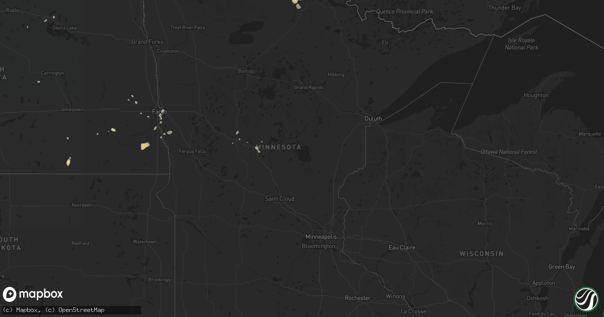 Hail map in Minnesota on July 15, 2015