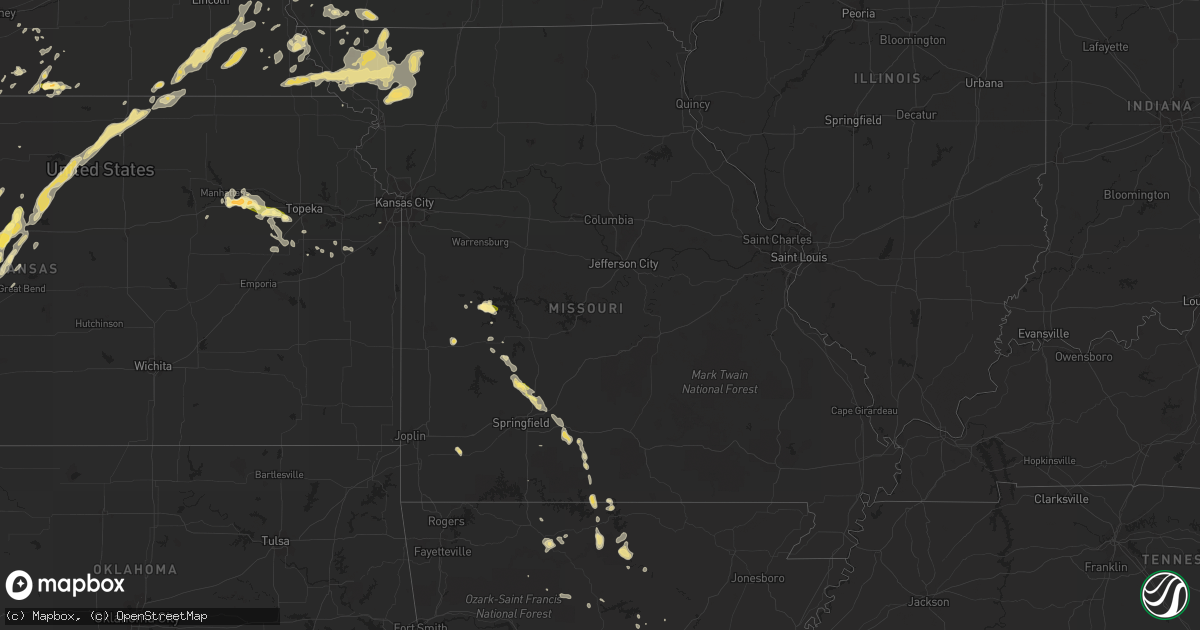 Hail map in Missouri on July 15, 2015