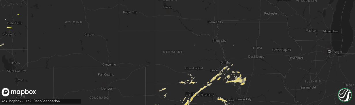 Hail map in Nebraska on July 15, 2015