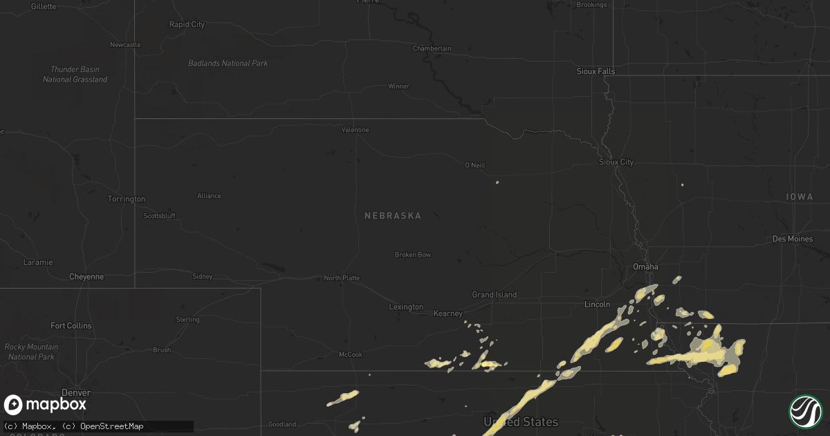 Hail map in Nebraska on July 15, 2015