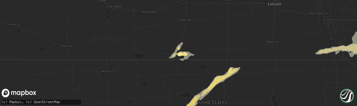 Hail map in Red Cloud, NE on July 15, 2015