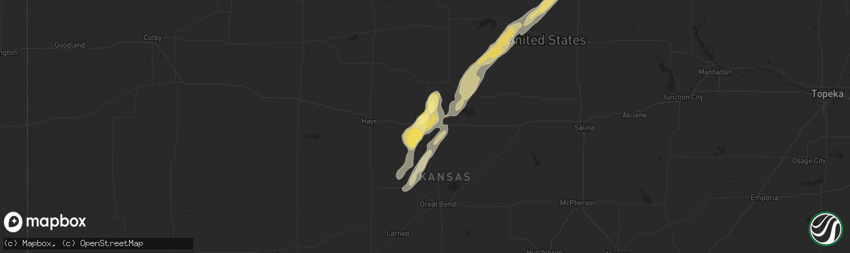 Hail map in Russell, KS on July 15, 2015