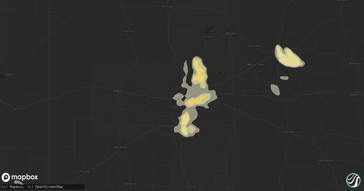 Hail map in Amarillo, TX on July 15, 2016