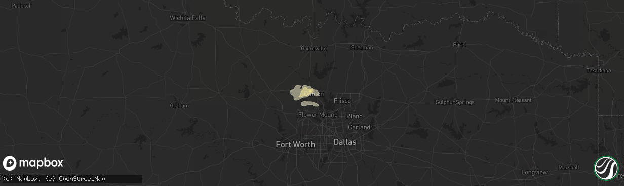 Hail map in Denton, TX on July 15, 2016