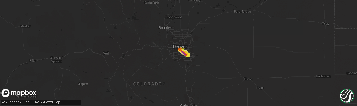 Hail map in Englewood, CO on July 15, 2016