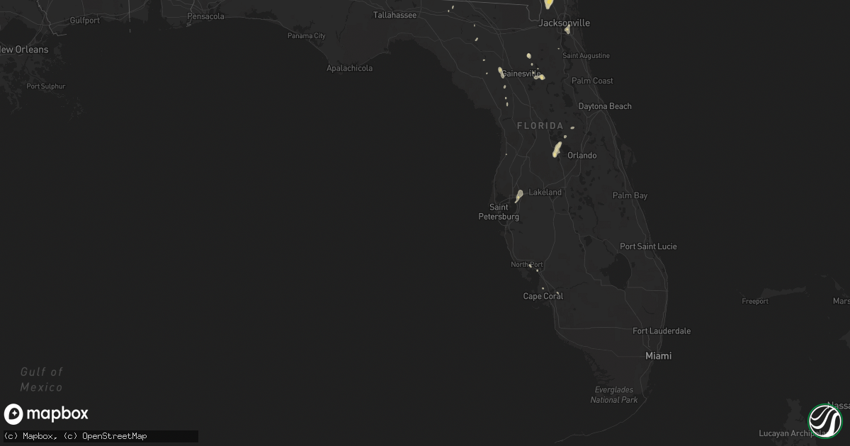 Hail map in Florida on July 15, 2016