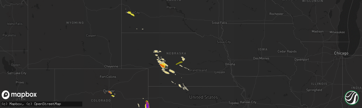 Hail map in Nebraska on July 15, 2016