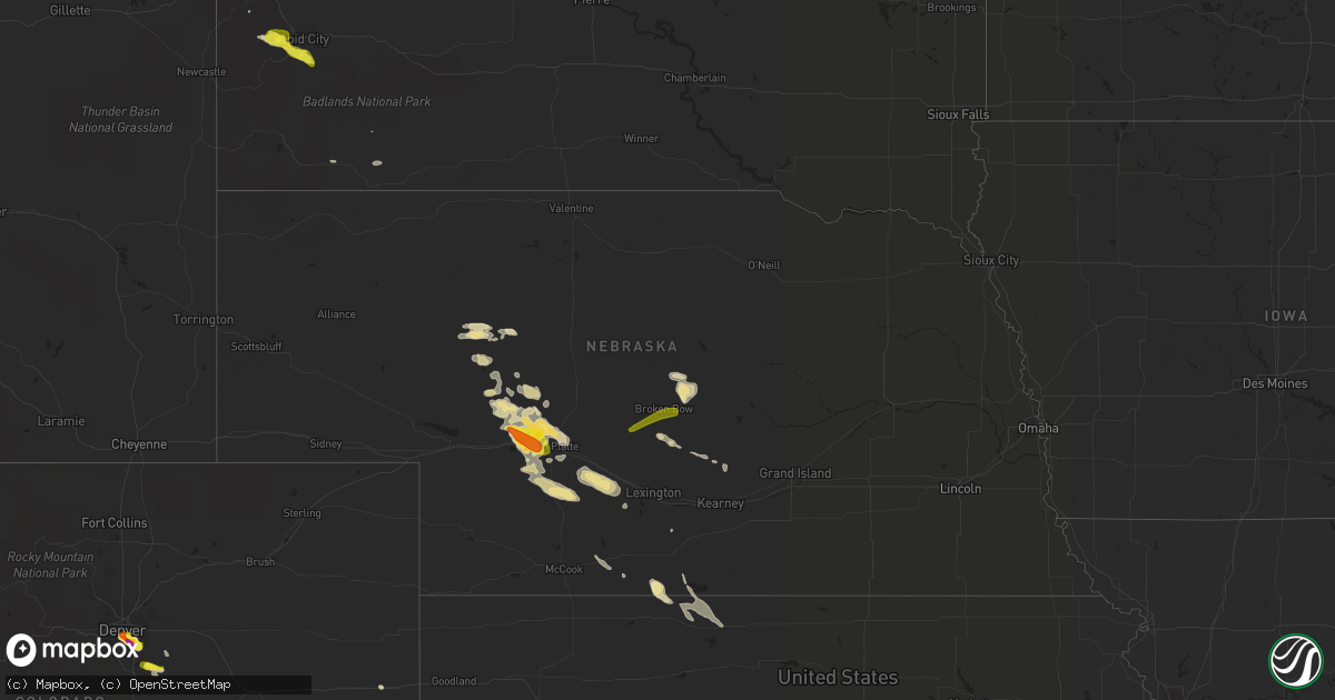 Hail map in Nebraska on July 15, 2016