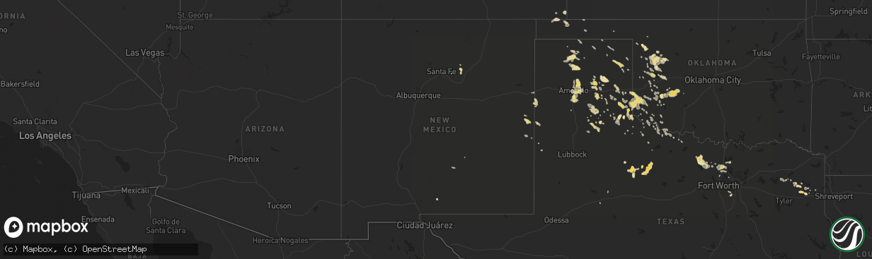 Hail map in New Mexico on July 15, 2016