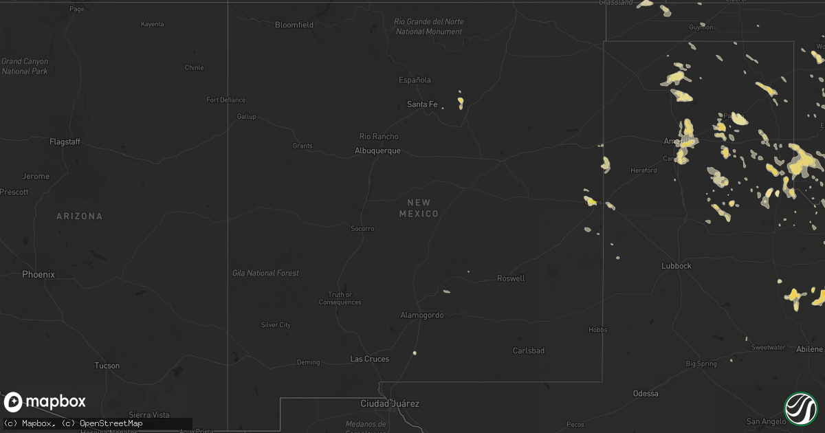 Hail map in New Mexico on July 15, 2016