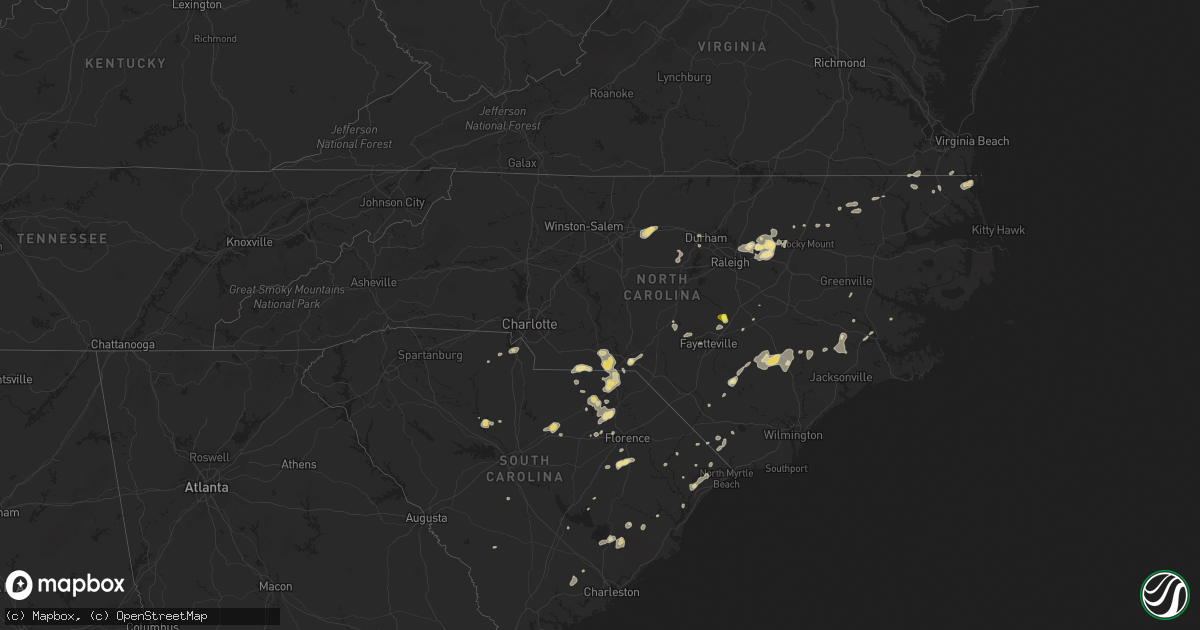 Hail map in North Carolina on July 15, 2016