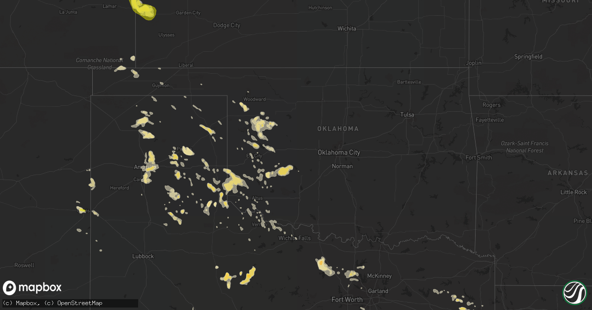 Hail map in Oklahoma on July 15, 2016