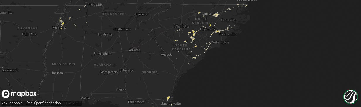 Hail map in South Carolina on July 15, 2016