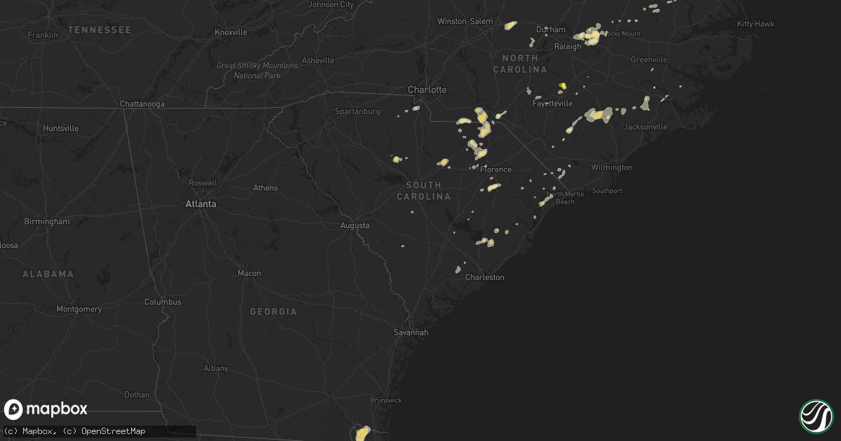 Hail map in South Carolina on July 15, 2016