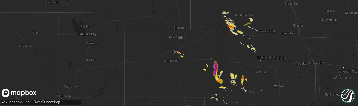 Hail map on July 15, 2016