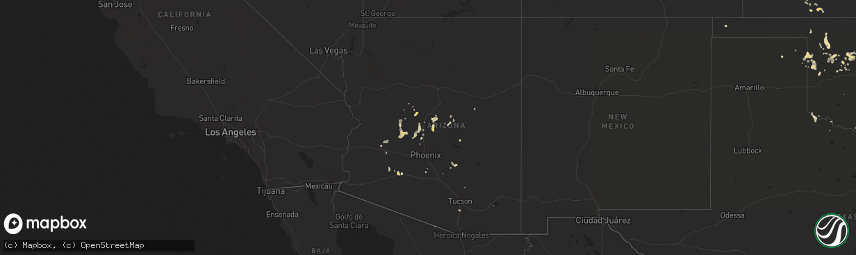 Hail map in Arizona on July 15, 2017