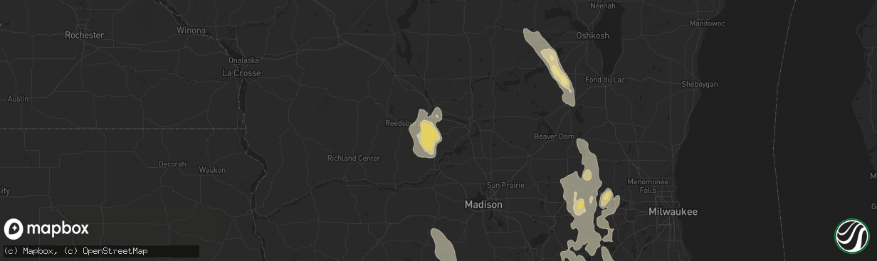 Hail map in Baraboo, WI on July 15, 2017