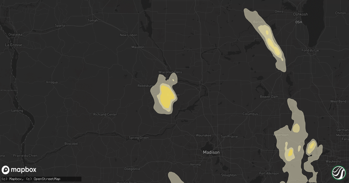 Hail map in Baraboo, WI on July 15, 2017