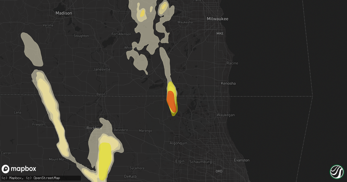 Hail map in Genoa City, WI on July 15, 2017