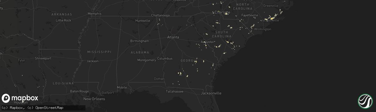 Hail map in Georgia on July 15, 2017