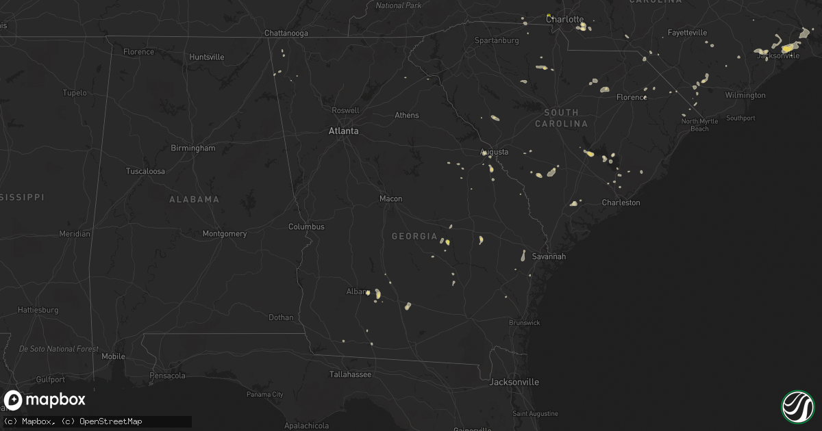 Hail map in Georgia on July 15, 2017