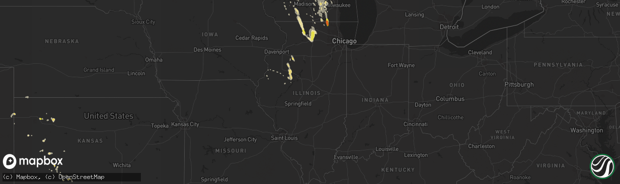 Hail map in Illinois on July 15, 2017