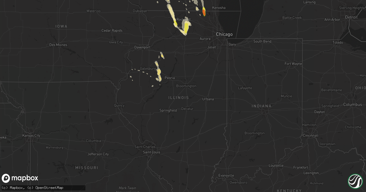 Hail map in Illinois on July 15, 2017