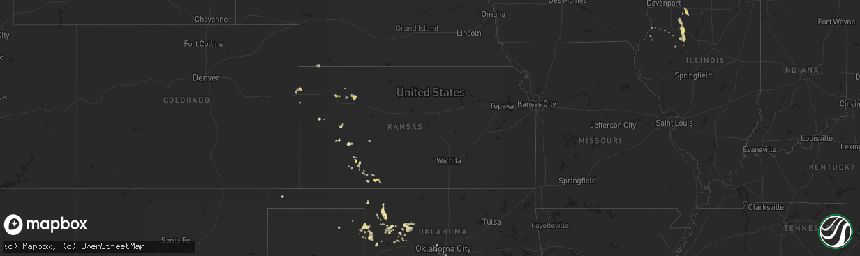 Hail map in Kansas on July 15, 2017