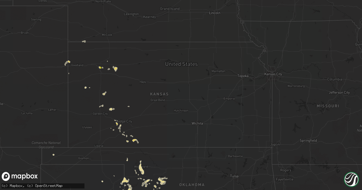 Hail map in Kansas on July 15, 2017