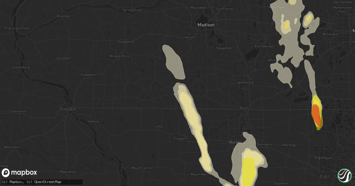 Hail map in Monroe, WI on July 15, 2017