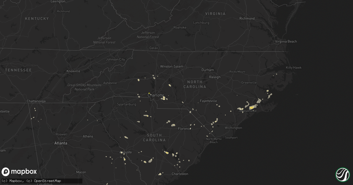 Hail map in North Carolina on July 15, 2017