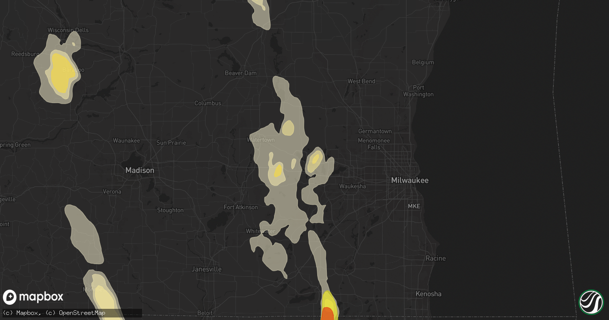 Hail map in Oconomowoc, WI on July 15, 2017