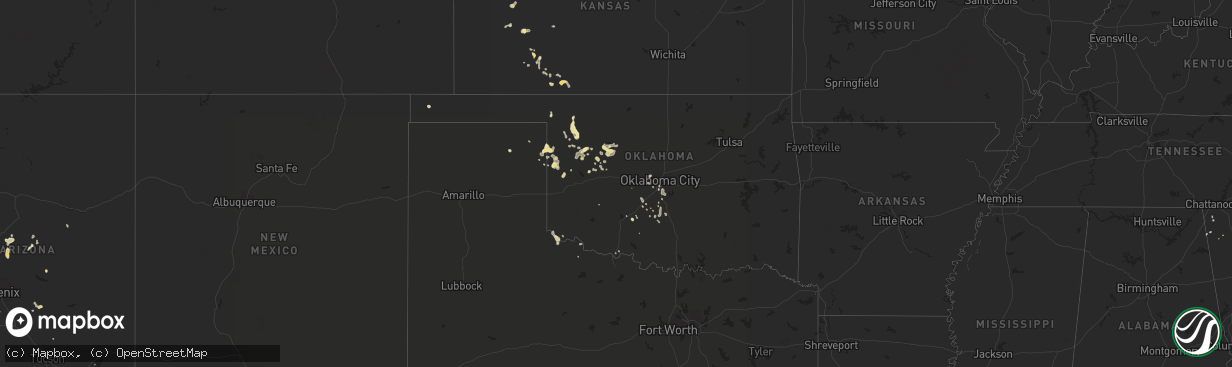 Hail map in Oklahoma on July 15, 2017