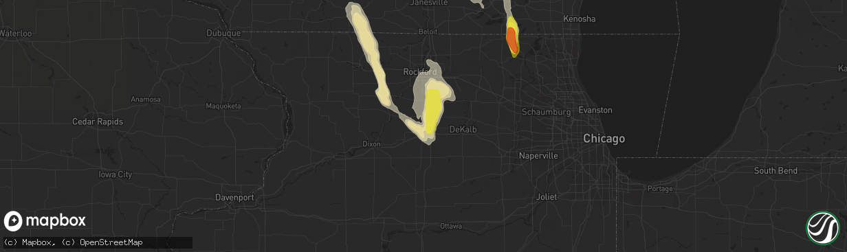 Hail map in Rochelle, IL on July 15, 2017