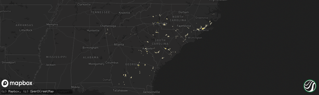 Hail map in South Carolina on July 15, 2017