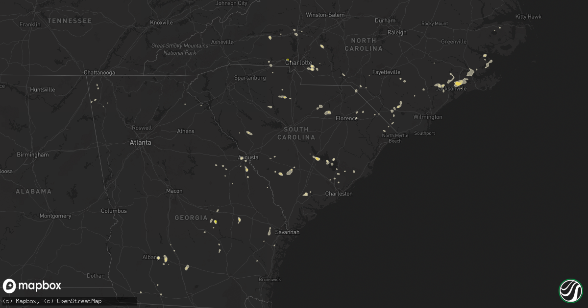 Hail map in South Carolina on July 15, 2017