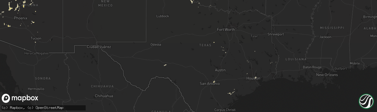 Hail map in Texas on July 15, 2017