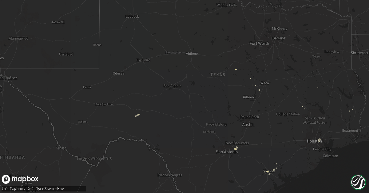 Hail map in Texas on July 15, 2017